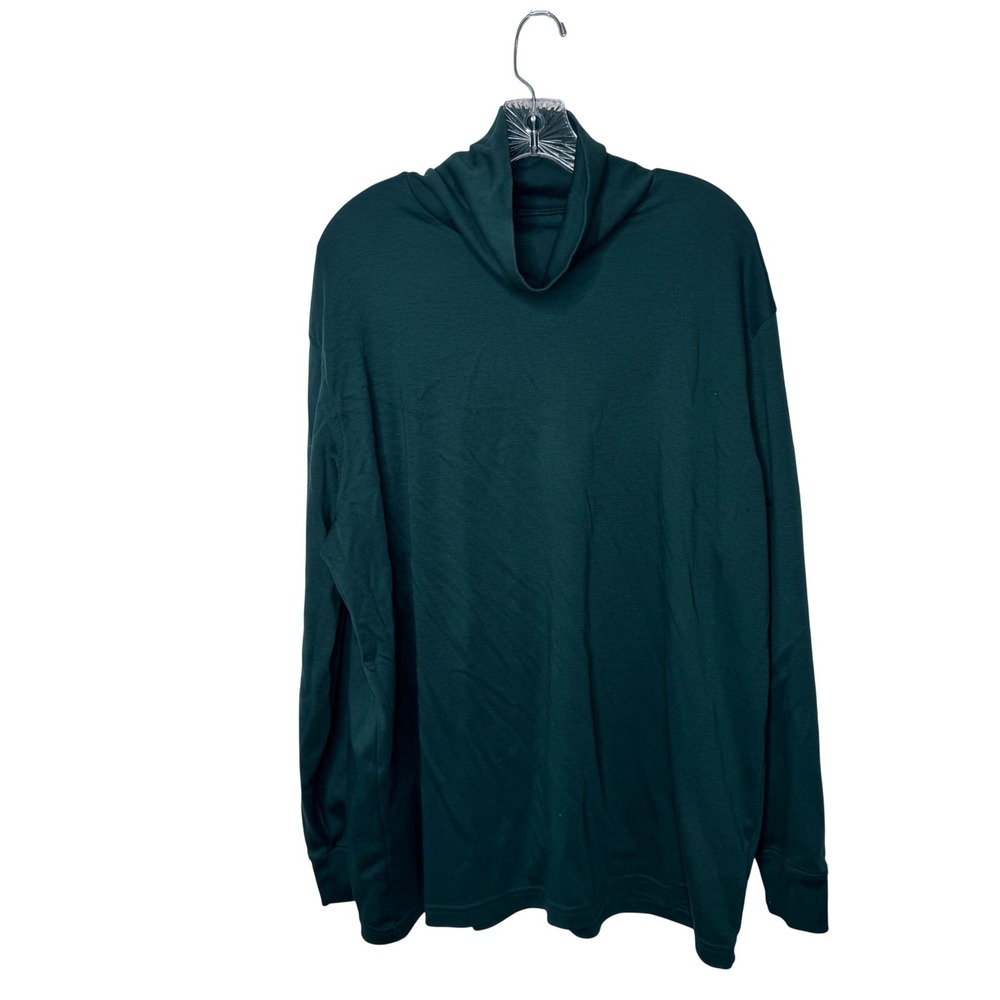 Lands End Mens XXL Forest Green 100% Cotton Long Sleeve Turtleneck Shirt‎ 50-52
